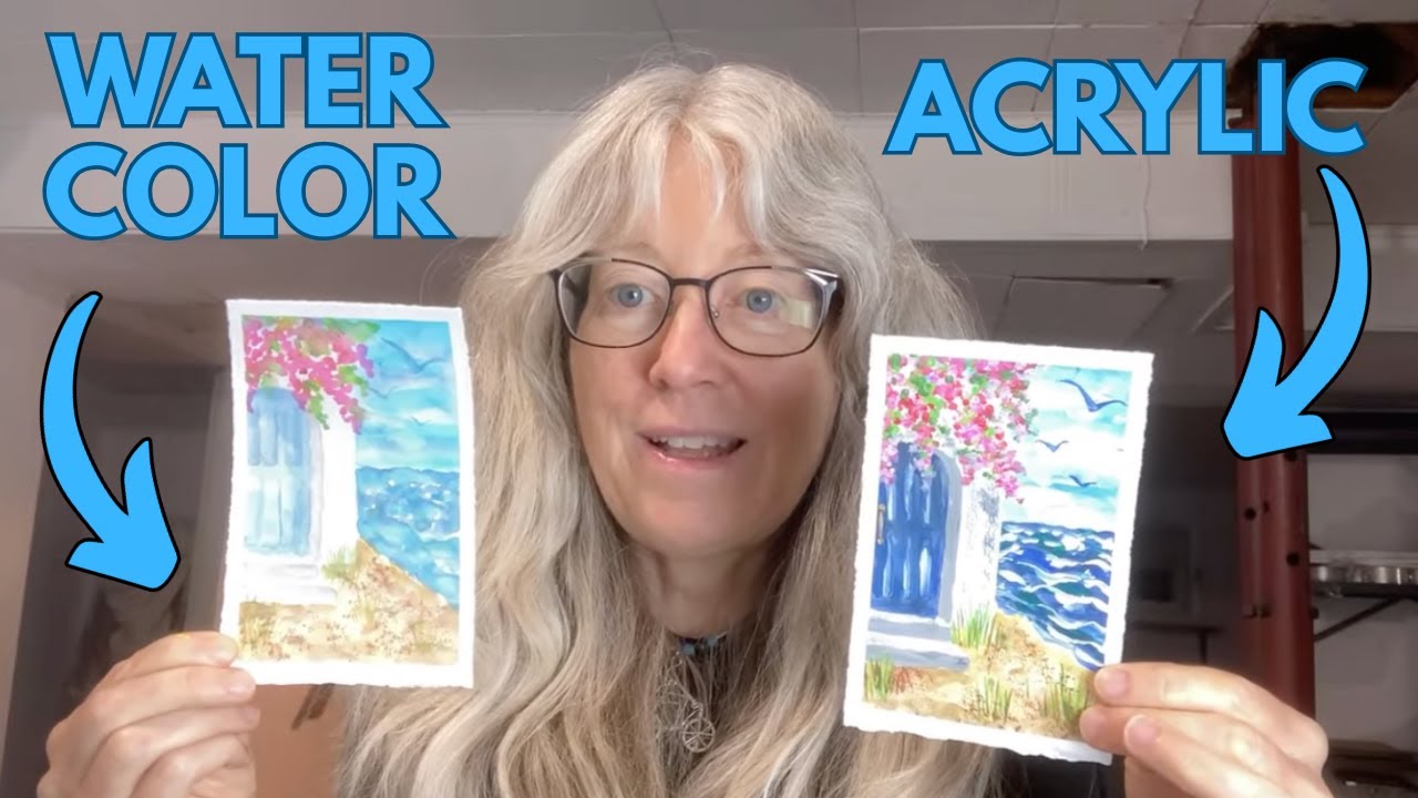 Watercolor VS Acrylics // Painting Greek Architecture