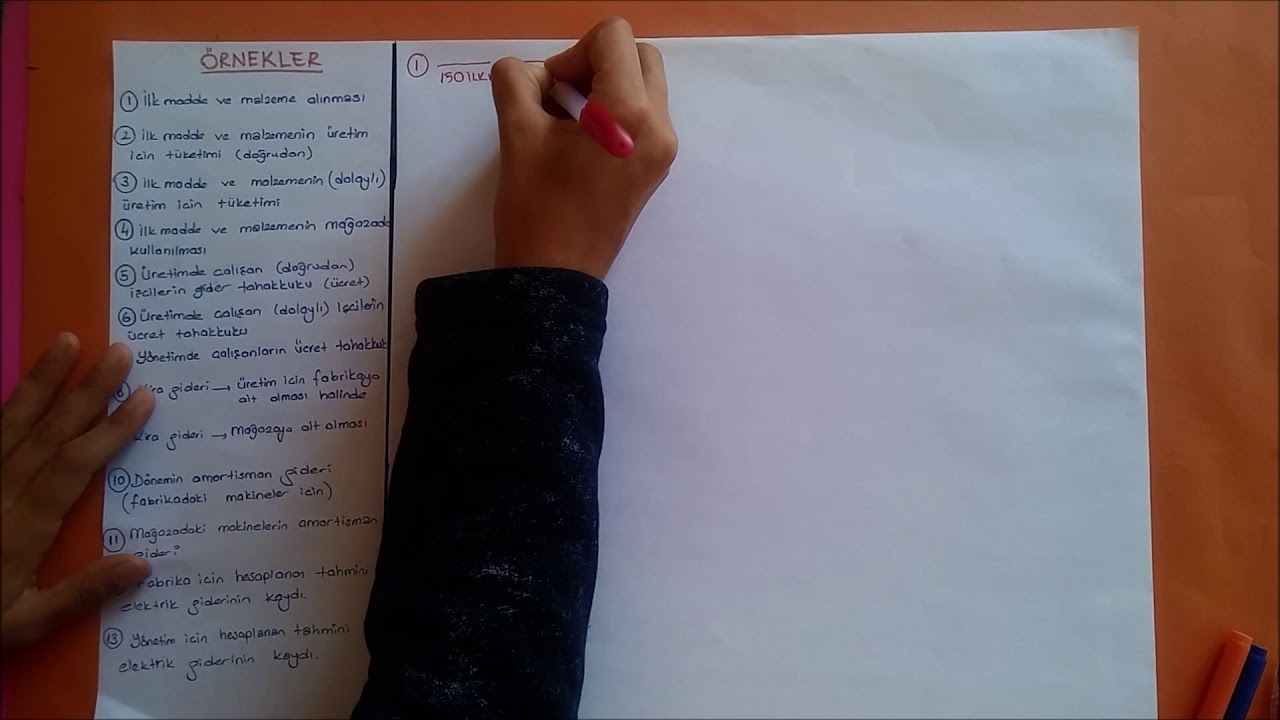 5) Giderlerin kaydına ilişkin örnek muhasebe kayıtları