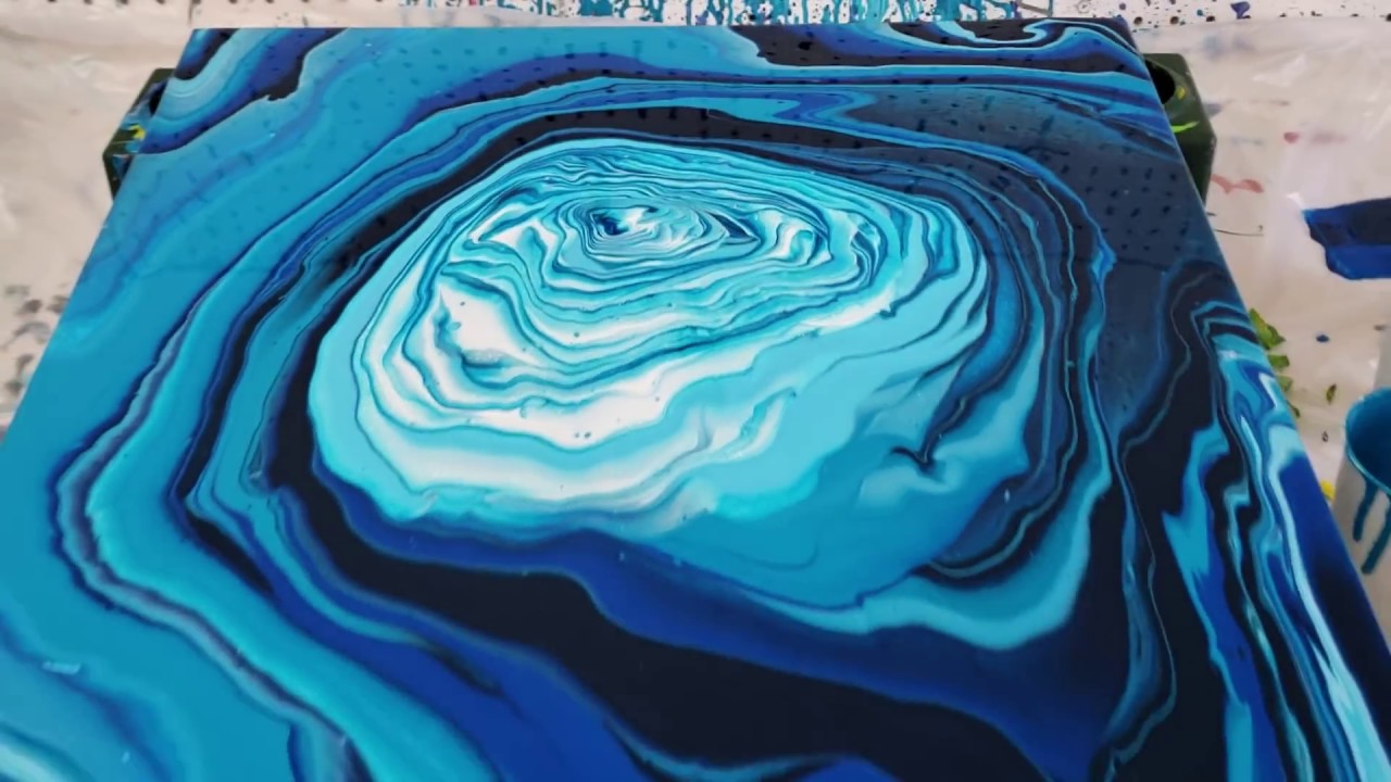 Amazing Results! Reverse Ring Pour in Brilliant Blues! ~ Acrylic Pouring - Split Cup Pour