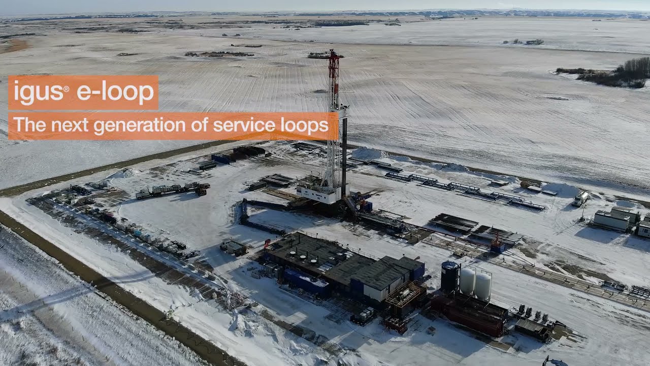 igus&reg; e-loop&reg; energy chain in action on a drilling rig