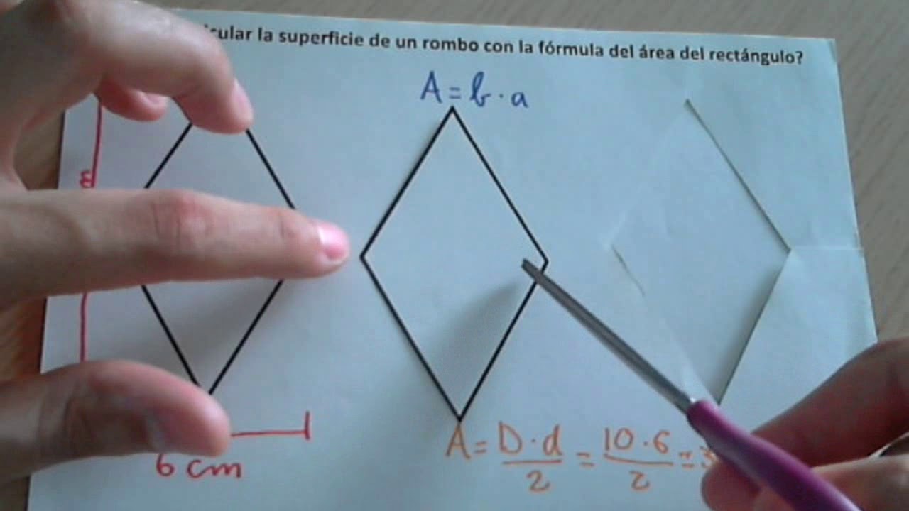 Calcular el área de un rombo a partir del área de un rectángulo