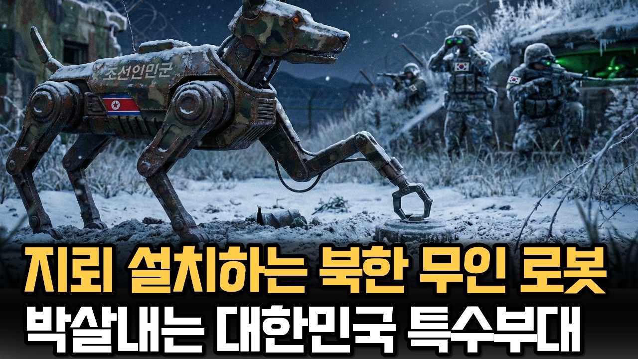 DMZ 지역에 대인지뢰 매설하는 북한 로봇개 3마리!! 중국에서 수입한 로봇으로 대한민국을 도발하는 북한과, 그 로봇을 박살내는 대한민국 특수부대의 이야기