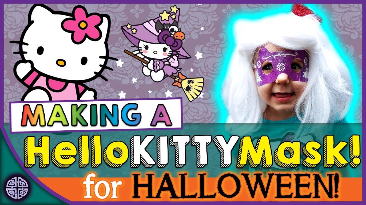 HELLO KITTY! - Making a Hello Kitty Mask for Halloween! - Kid Crafts