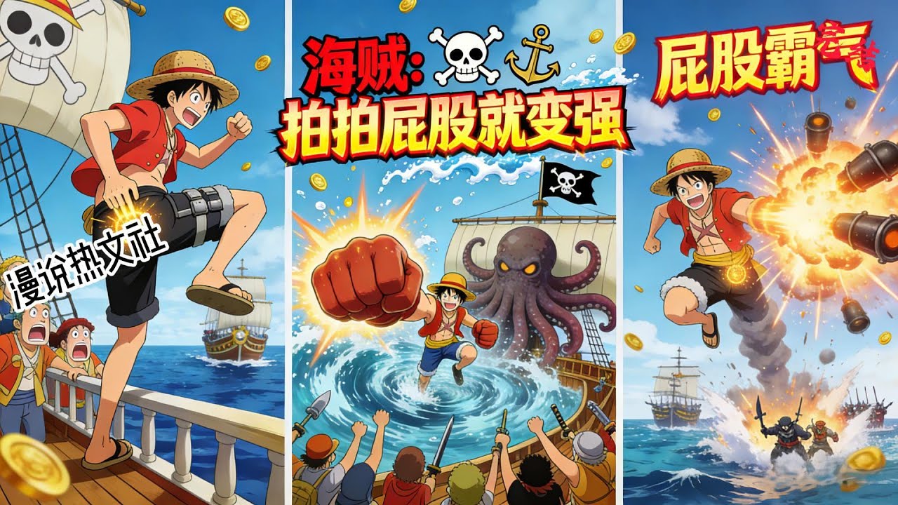 完结《海贼：拍拍屁股就变强》什么？你有霸王色霸气？吸收！ 什么？你有恶魔果实能力？吸收！ 什么？你有最强体质？吸收！ 什么？我为什么这么强？因为我拍拍屁股就变强！  #穿越#海贼#动漫衍生