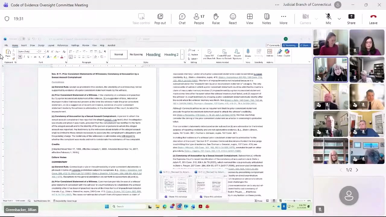 Code of Evidence Oversight Committee Meeting February 2026