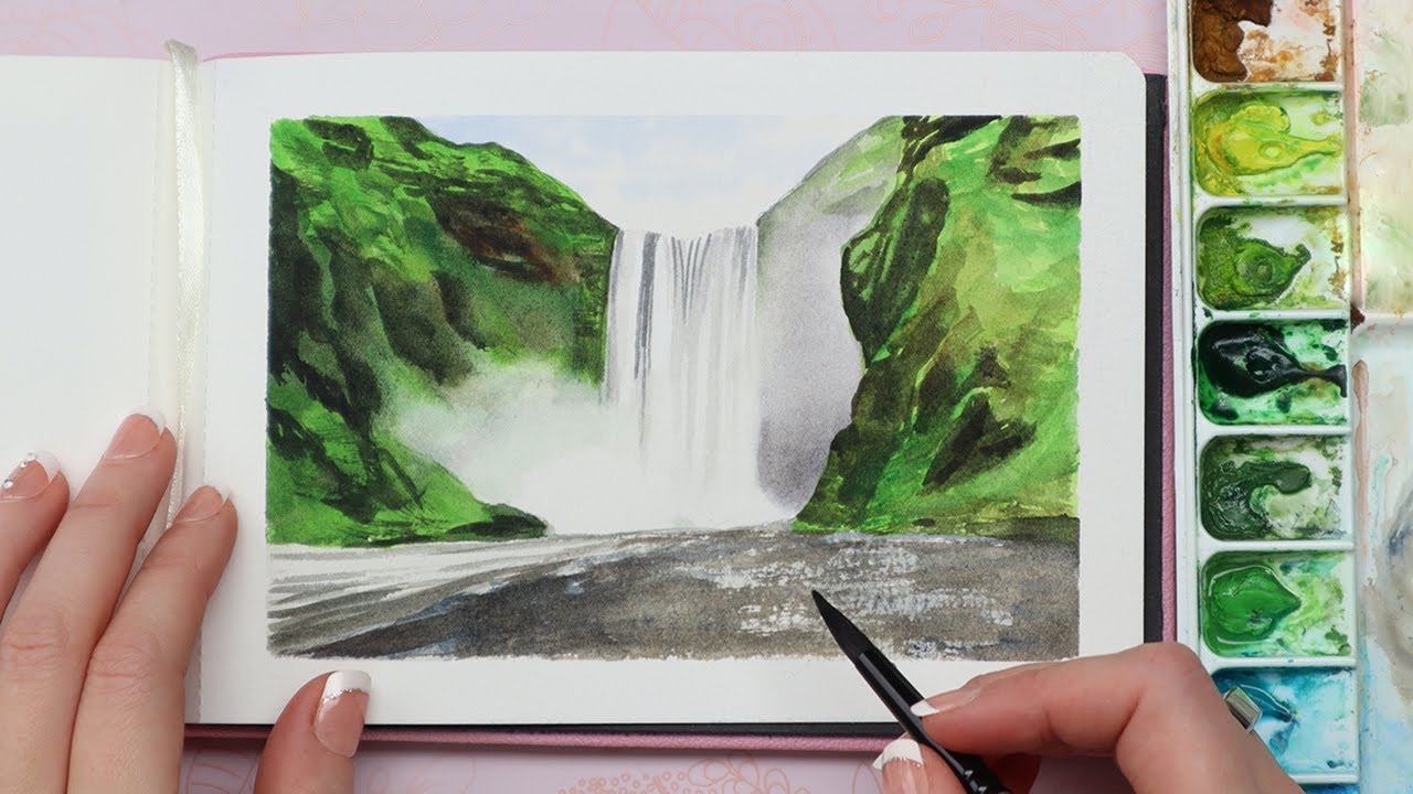 Watercolor Waterfall Painting Tutorial Journal Ideas