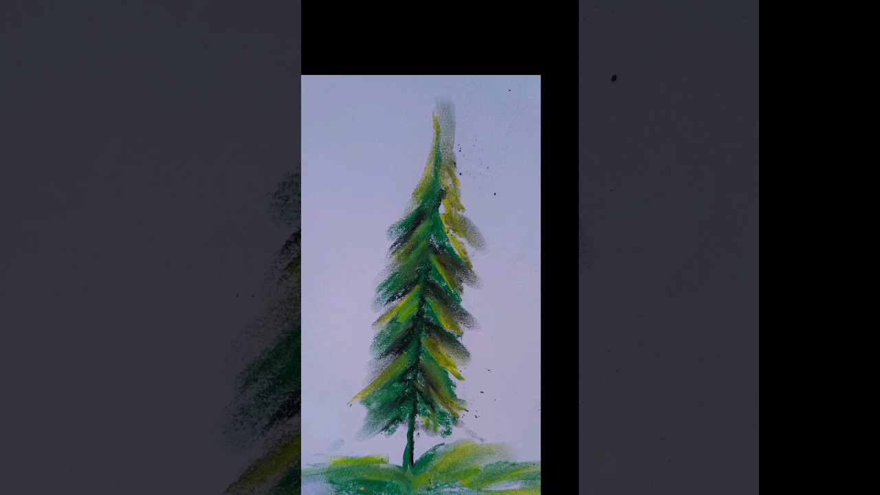 pine tree .easy tree painting in soft pastel.best drawing yt short
