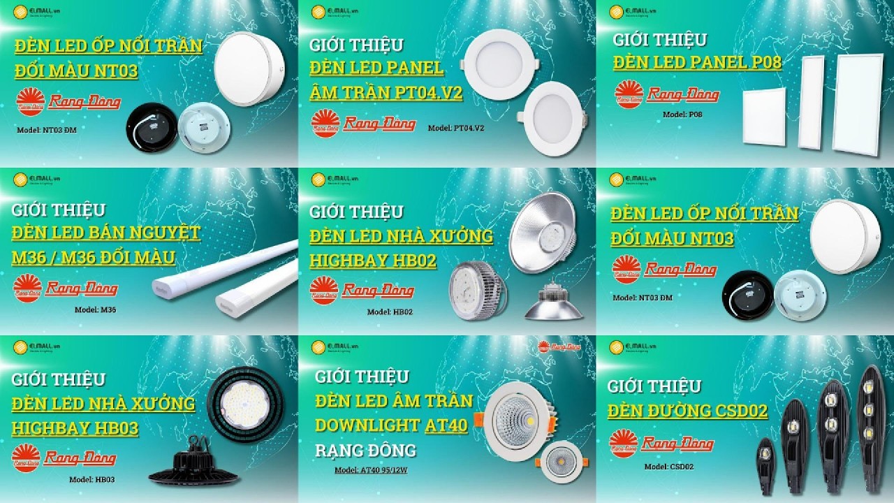 Tổng hợp đèn âm trần, đèn spotlight, đèn highbay nhà xưởng, đèn bán nguyệt Rạng Đông | ELMALL