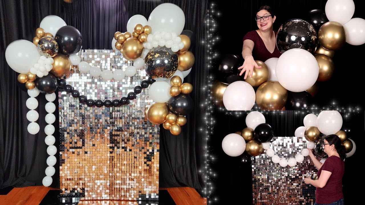 DIY Black & Gold Balloon Backdrop