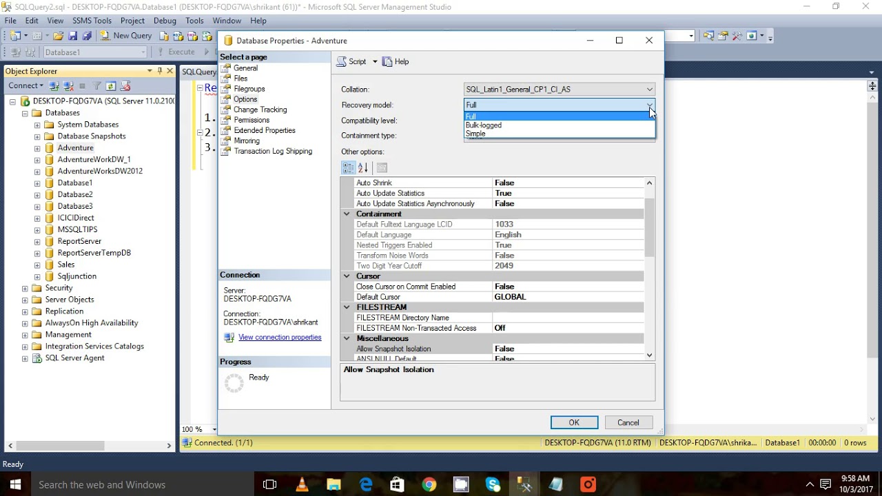 Recovery Model in Sql server