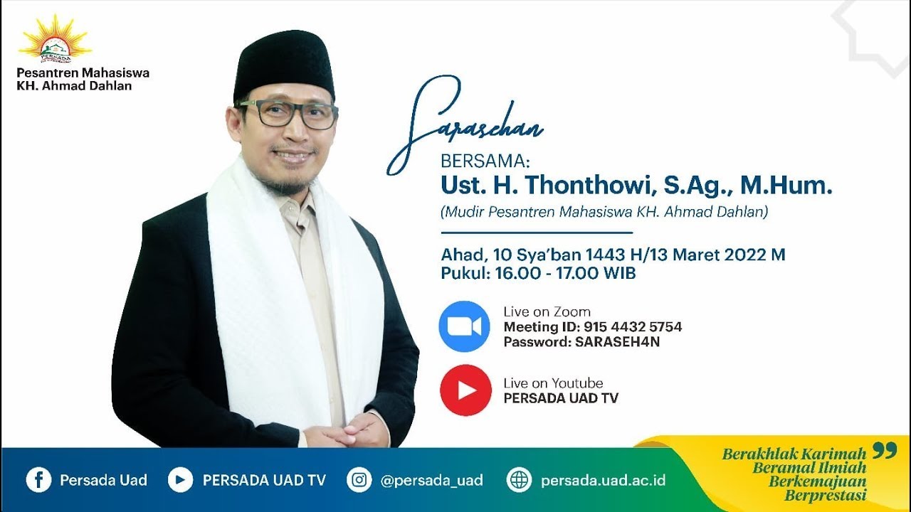 SARAHSEHAN BERSAMA : UST. H. THONTHOWI, S.AG., M.HUM. | PERSADA UAD