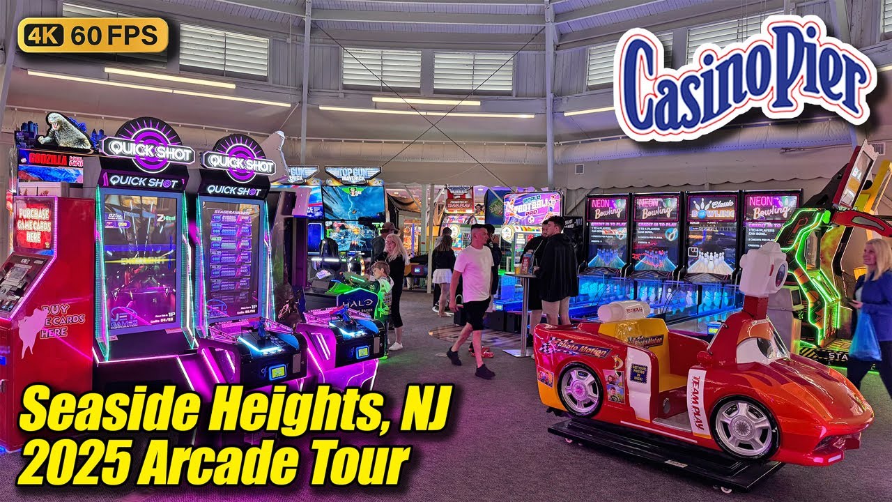 Casino Pier Arcade, June 2025 arcade tour (Seaside Heights NJ), new full 4K walkthrough