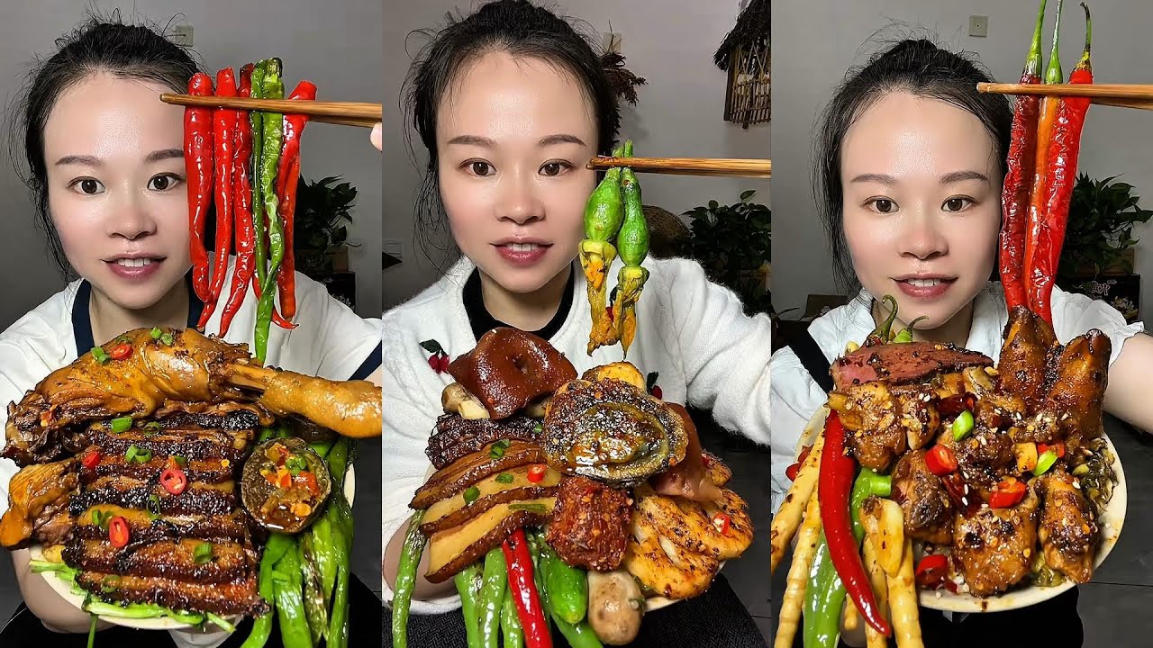 🔥 Homemade Mukbang | Braised Pork, Water Spinach, Eggs & Super Spicy Chili 🌶️ | Super delicious