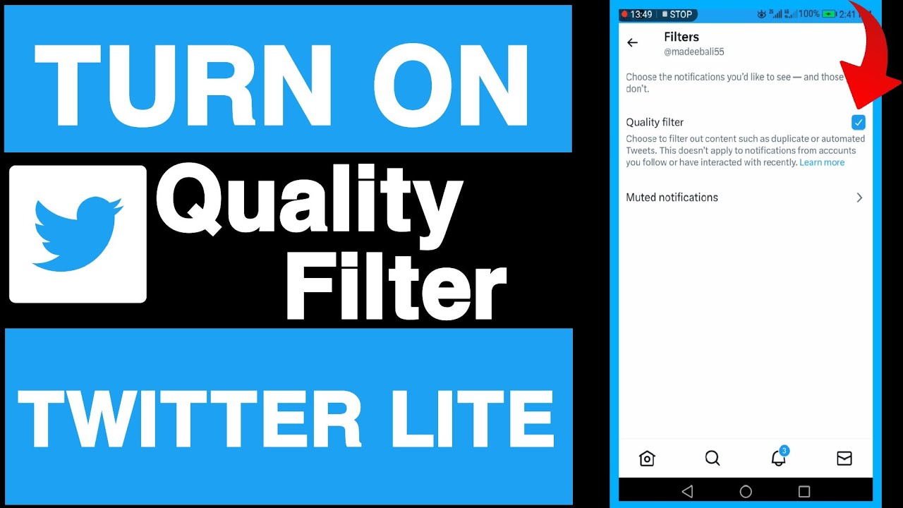 How to turn on quality filter on twitter lite||How to enable quality filter on twitter lite