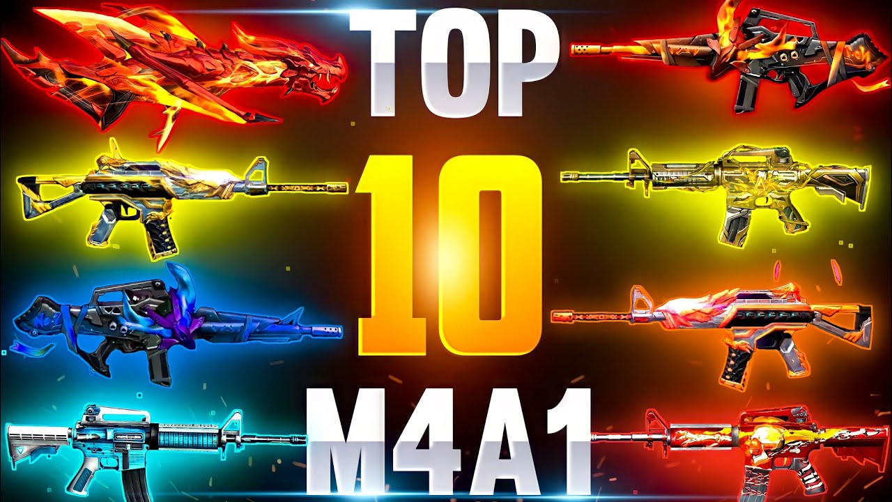 TOP 10 BEST M4A1 GUN SKIN | M4A1 BEST GUN SKIN IN FREE FIRE | FREE FIRE NEW EVENT | FF NEW EVENT 😲🔥