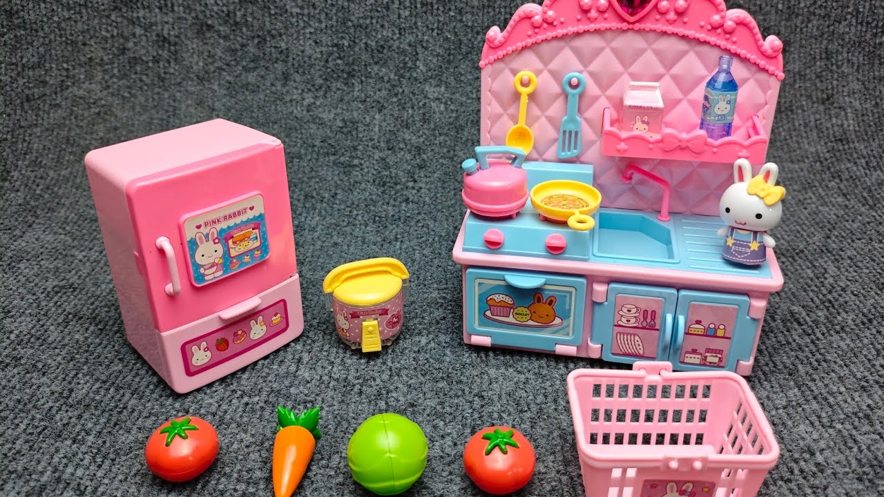 4 Minutes Satisfying With Unboxing Pink Rabbit Mini Kitchen Sat ASMR ( No Music )