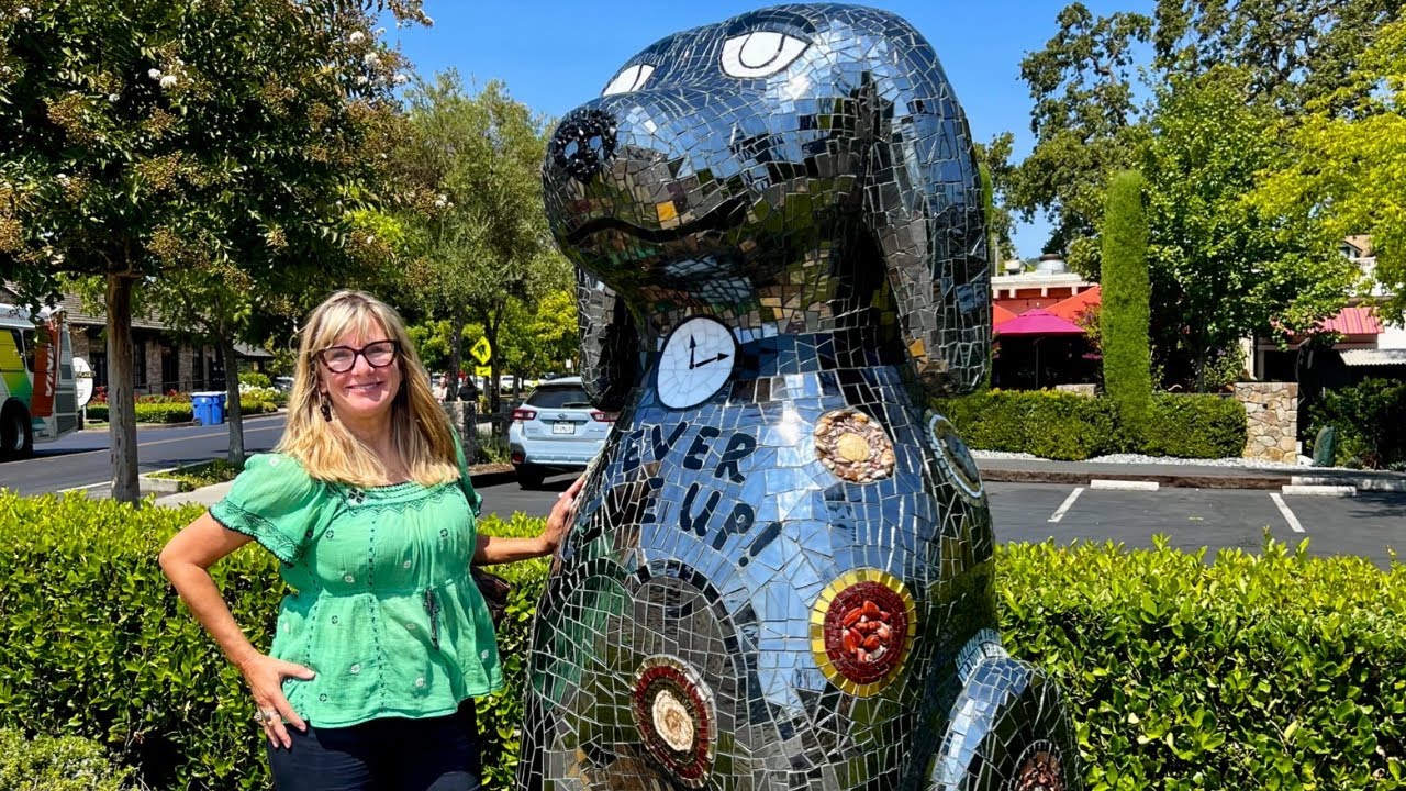 Rocky the Seven Foot Mosaic Dog Sculpture in Yountville Napa Valley Art Walk