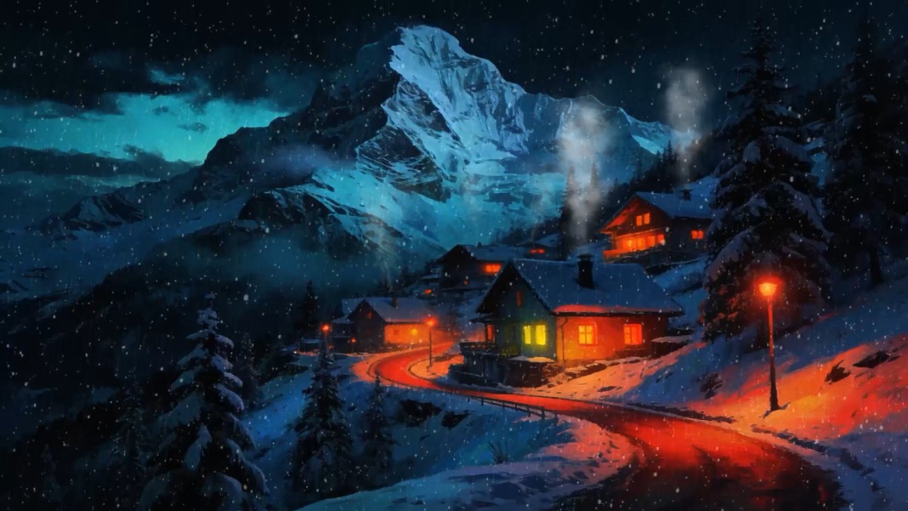 Relax Instantly on a Cozy Snowy Night ❄️ Fireplace Crackling, Snowfall & Winter Wind Ambience
