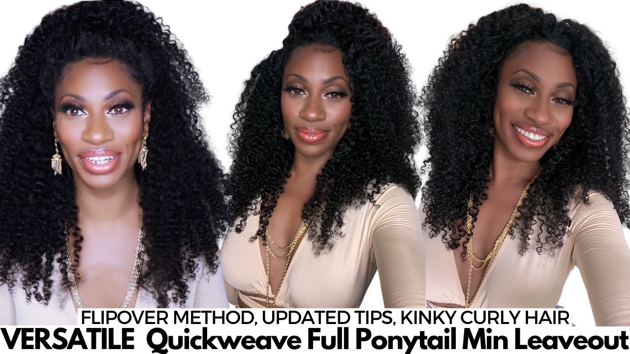 VERSATILE Flip Over QUICKWEAVE Method Full Ponytail w/Kinky Curly Hair Ft GLEEmade
