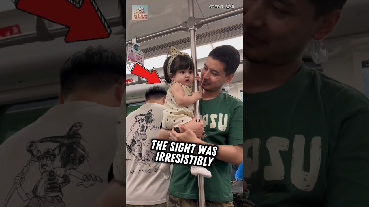 Adorable Little Girl Holds Tight on Her First Subway Ride with Dad! 😅❤️#shorts