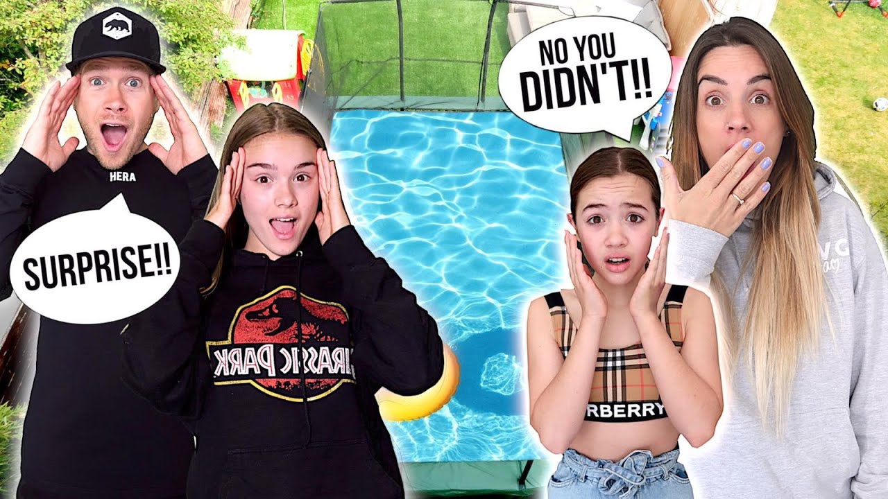 TURNING our TRAMPOLINE into a HUGE SWIMMING POOL!