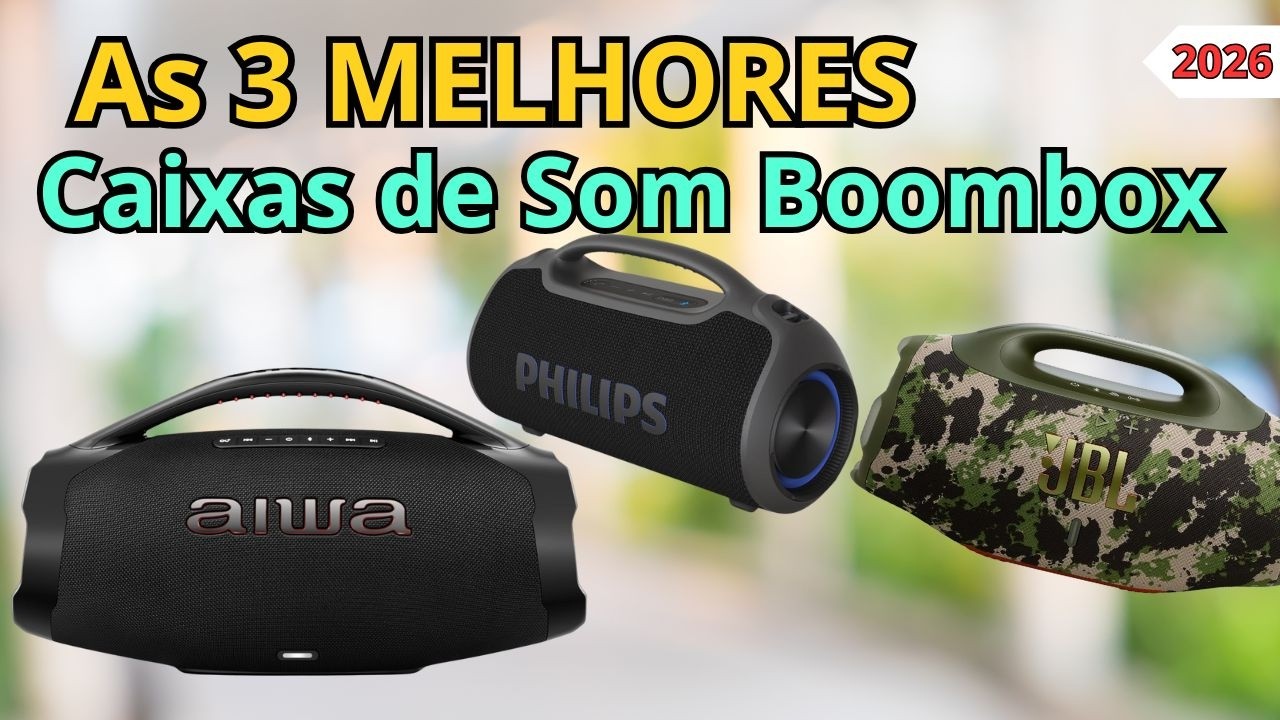 Qual a melhor caixa de som Boombox de 2026 ? Top 3 melhores caixas de som boombox custo benfício