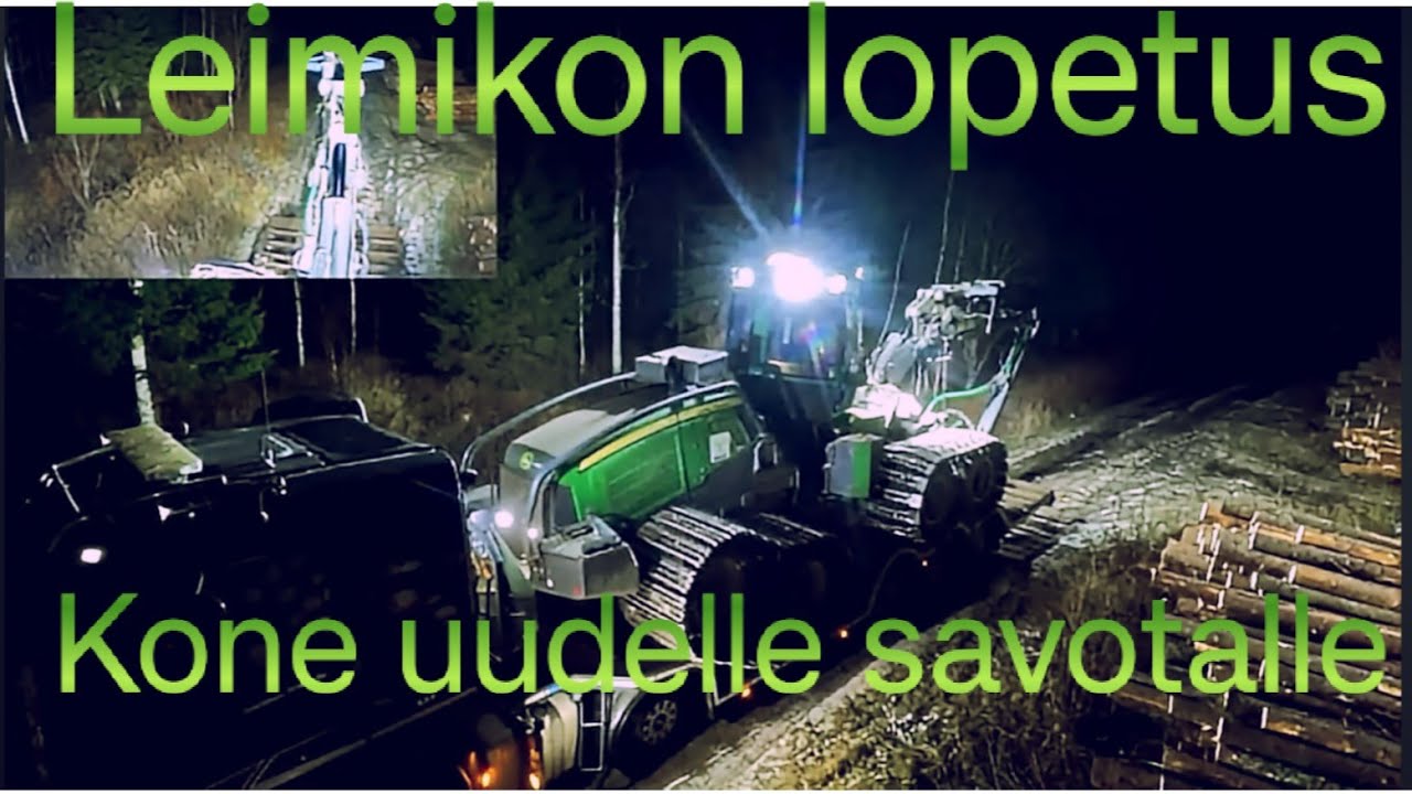 Leimikon lopetus ja koneen laitto lavetille  John Deere 1170G IBC H423
