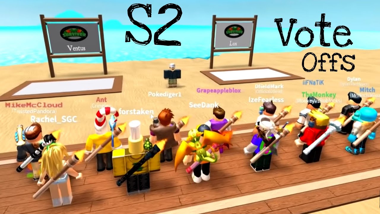 YouTuber Roblox Survivor Season 2 all Vote offs