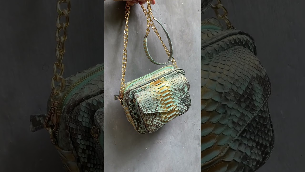 Genuine #pythonskin light turquoise #bag with pocket #bagshop #bagshop #accessories #handmade