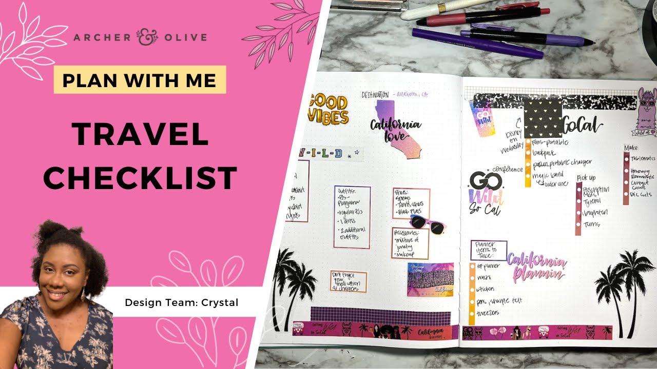 Simple Travel Checklist Bullet Journal Spread | Travel Spread Ideas