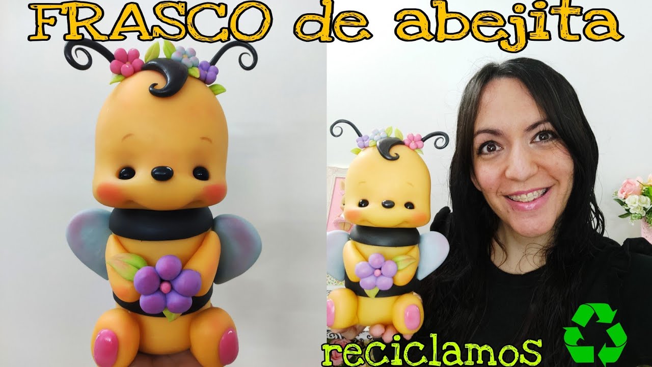 FRASCO de ABEJITA   hoy RECICLAMOS un FRASCO DE MERMELADA super FÁCIL con MARÍA LAURA ROMBOLÁ