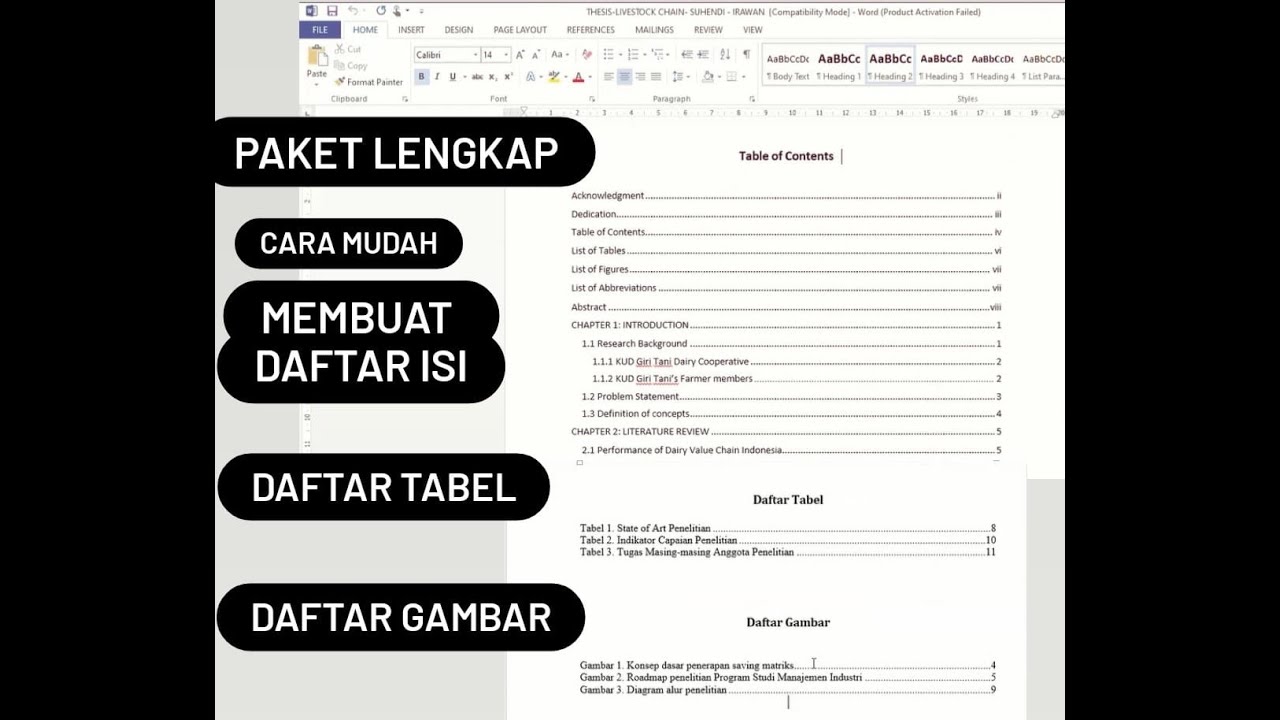 Tutorial: Cara membuat daftar isi, daftar tabel, dan daftar Gambar
