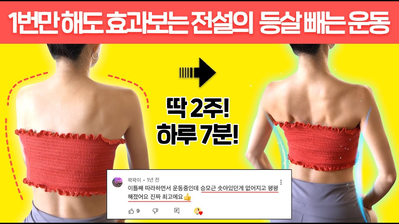 1번만 따라해도 등 라인이 달라지는 '역대급 등살빼는운동' (급속버전🔥)
