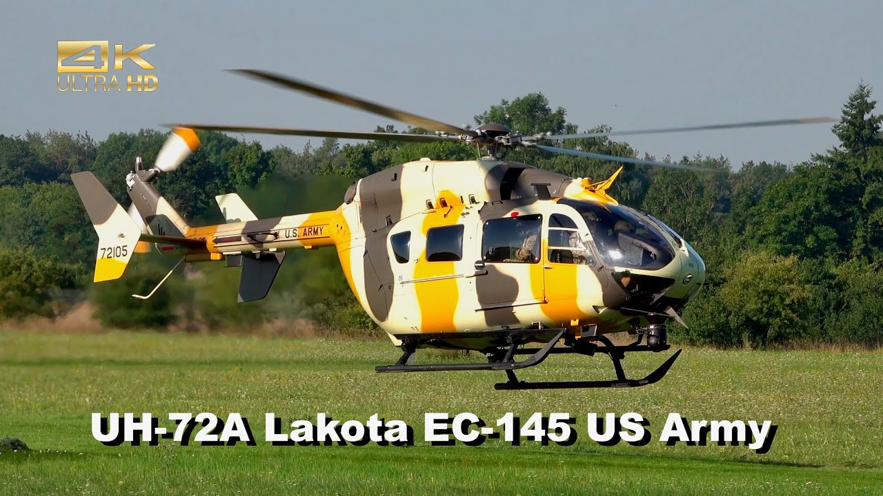 2x Eurocopter Kawasaki UH-72A Lakota EC-145 US Army 09-72105 09-72097 arrival Schleissheim Airfield