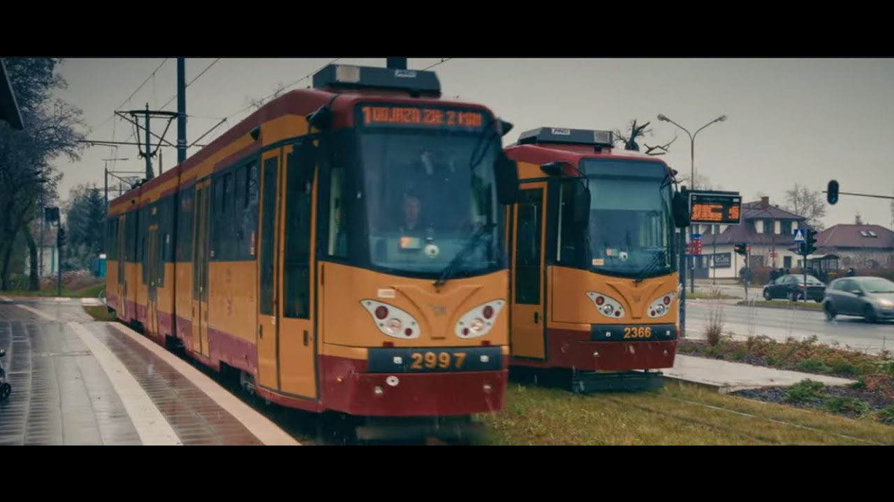 Poland, Łódź, tram 1 ride from Strykowska Doły to mBank
