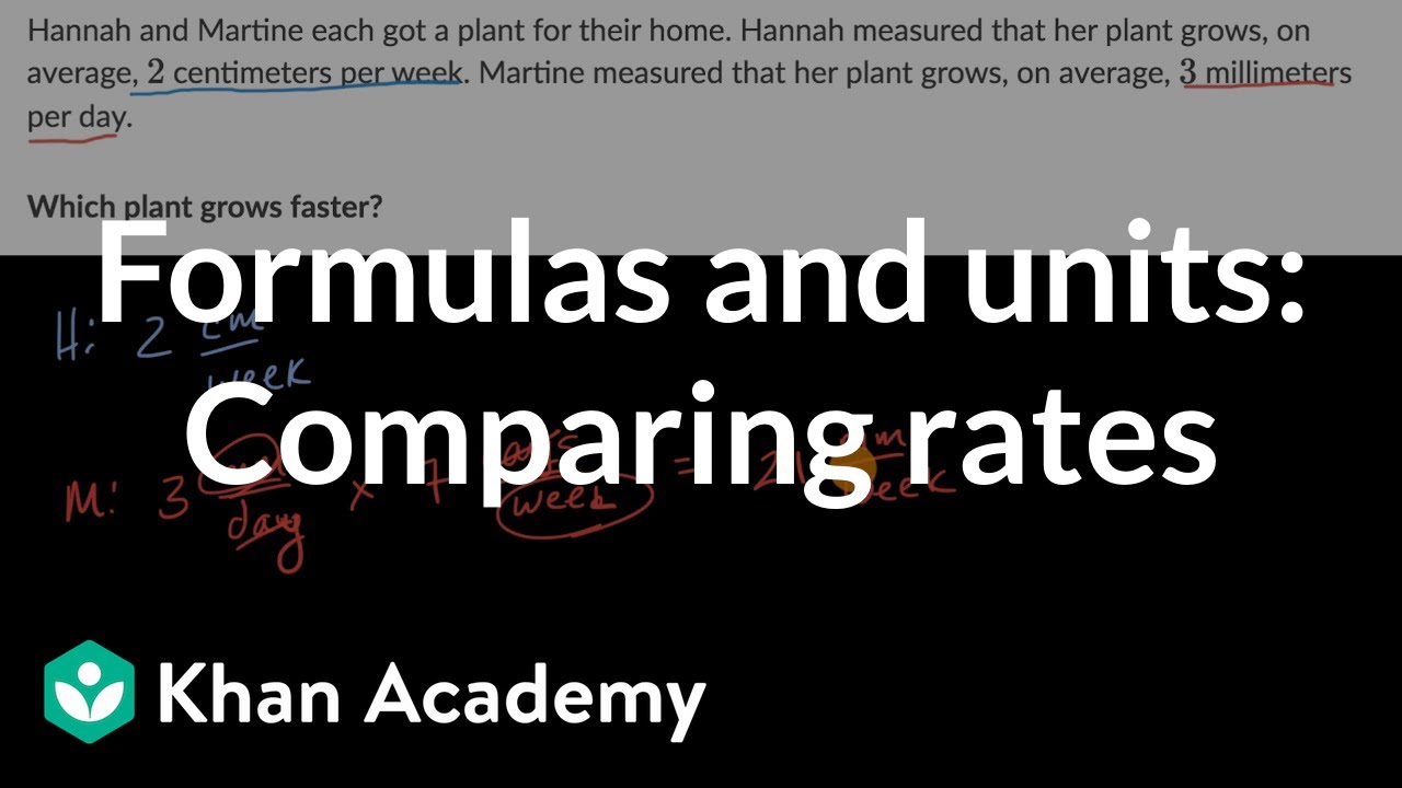 Formulas and units: Comparing rates | Working with units | Algebra I | Khan Academy