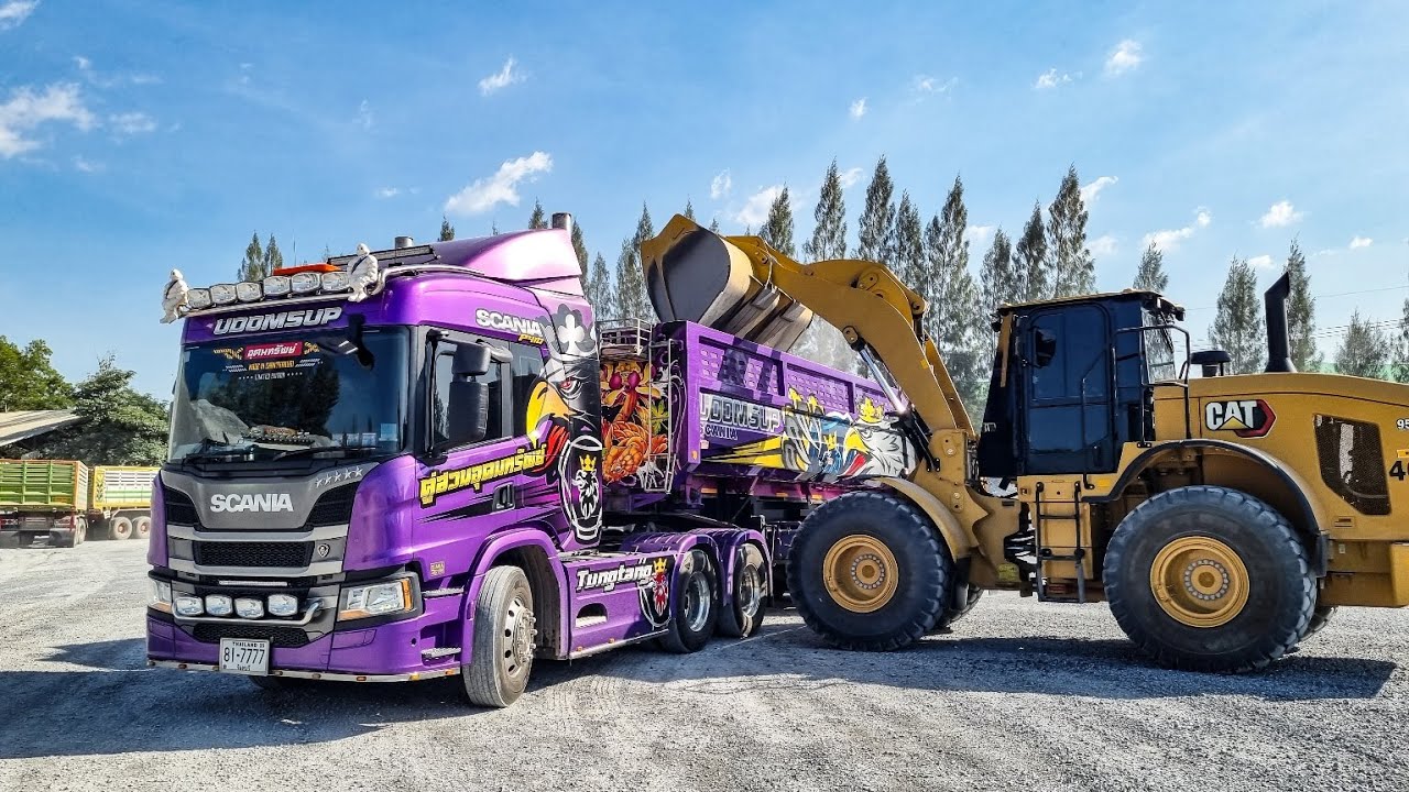นั่งScania P410 ไปเอาหินที่โรงโม่ ท่อเดินตรงออกหลังหัวลั่นเพราะมาก Scania straight pipe