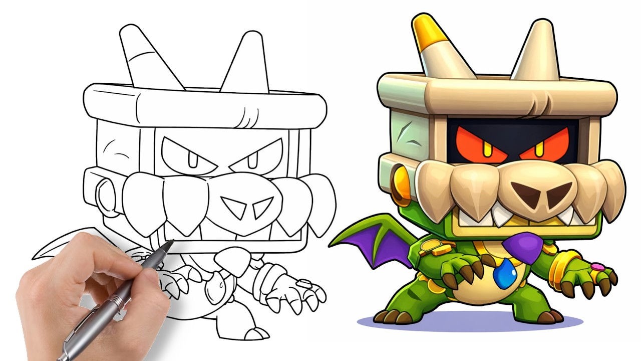 How to draw Dragon Griff from Brawl Stars - step by step Tutorial