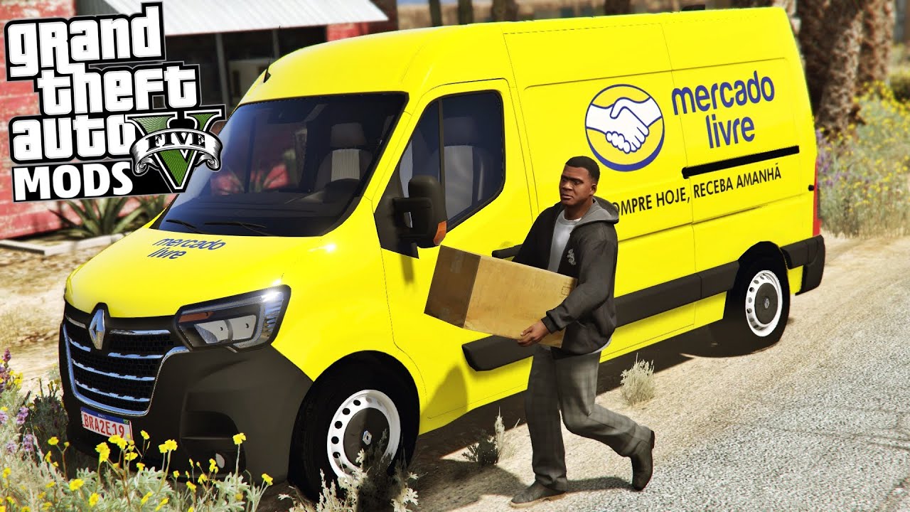 GTA V MODS - QUASE ARRUMEI CONFUSÃO DURANTE AS ENTREGAS DO MERCADO LIVRE | RENAULT MASTER 2019