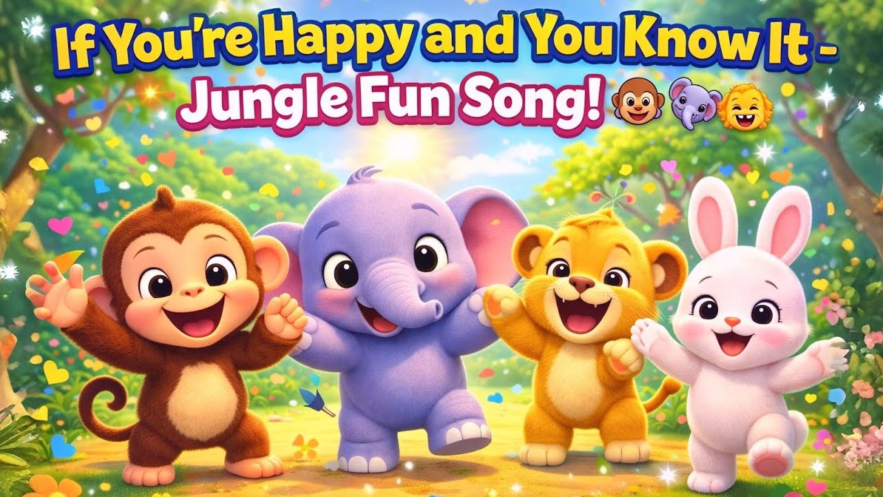 If You're Happy and You Know It – Jungle Fun Song 🐵🐘🦁 | Kids Nursery Rhyme & Action song #kidssongs