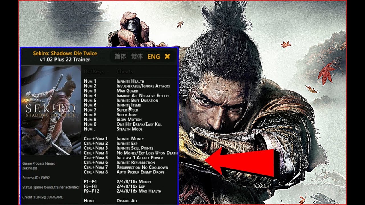 Sekiro Shadows Die Twice PC Ultimate Cheat Menu Unlock Everything