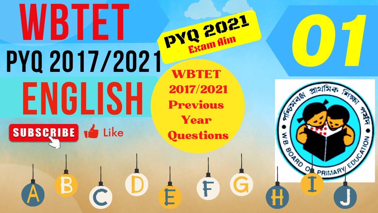 PYQ ENGLISH WBTET 2017। PYQ ENGLISH WBTET 2021। Previous Year Question West Bengal TET। #wbtet #tet