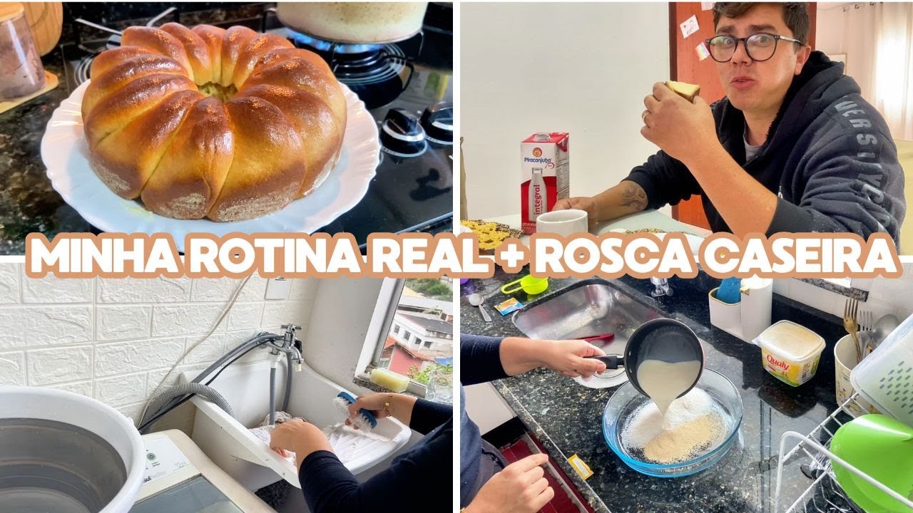 Meu Dia Real em Casa l Cuidei do Lar, Fiz Rosca Caseira , Segredo da Lavanderia e Café em Família