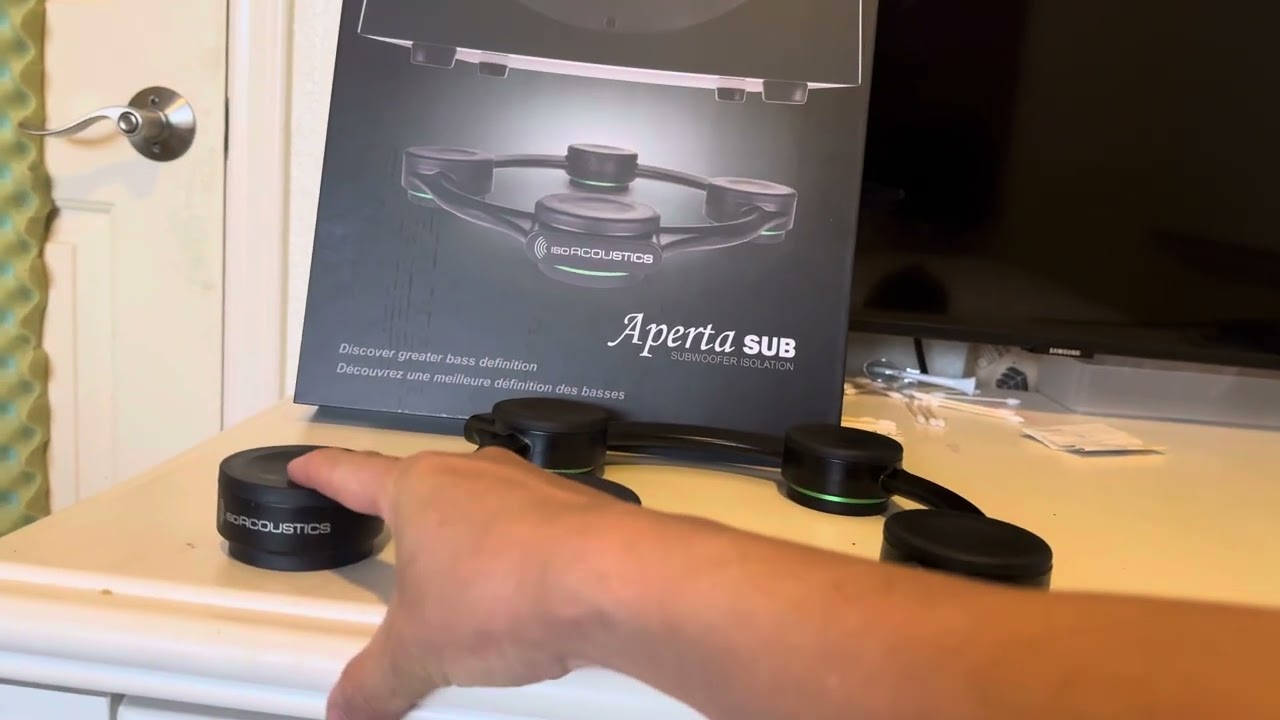 Wow, get better subwoofer sound with IsoAcoustics IsoPuck separates versus Arpeta sub