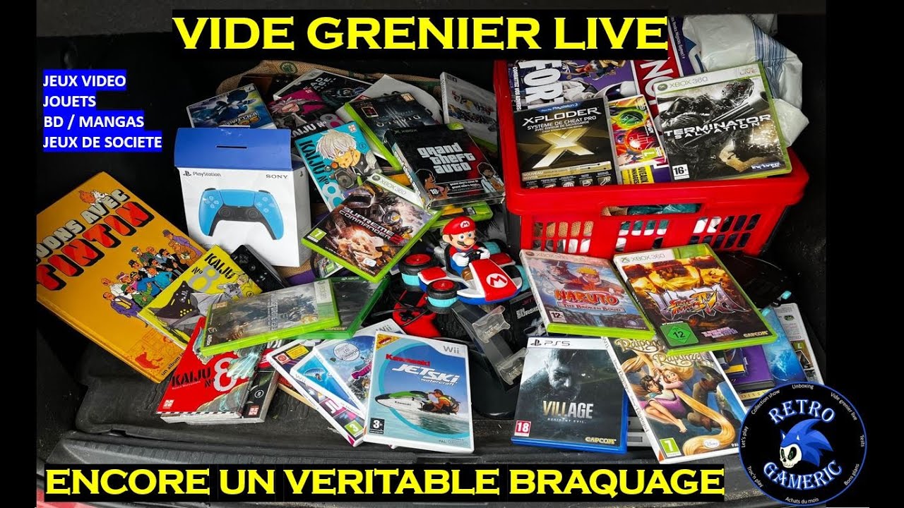 VIDE GRENIER LIVE : BRAQUAGE UN COFFRE PLEIN DE JEUX JOUETS BD MANGAS