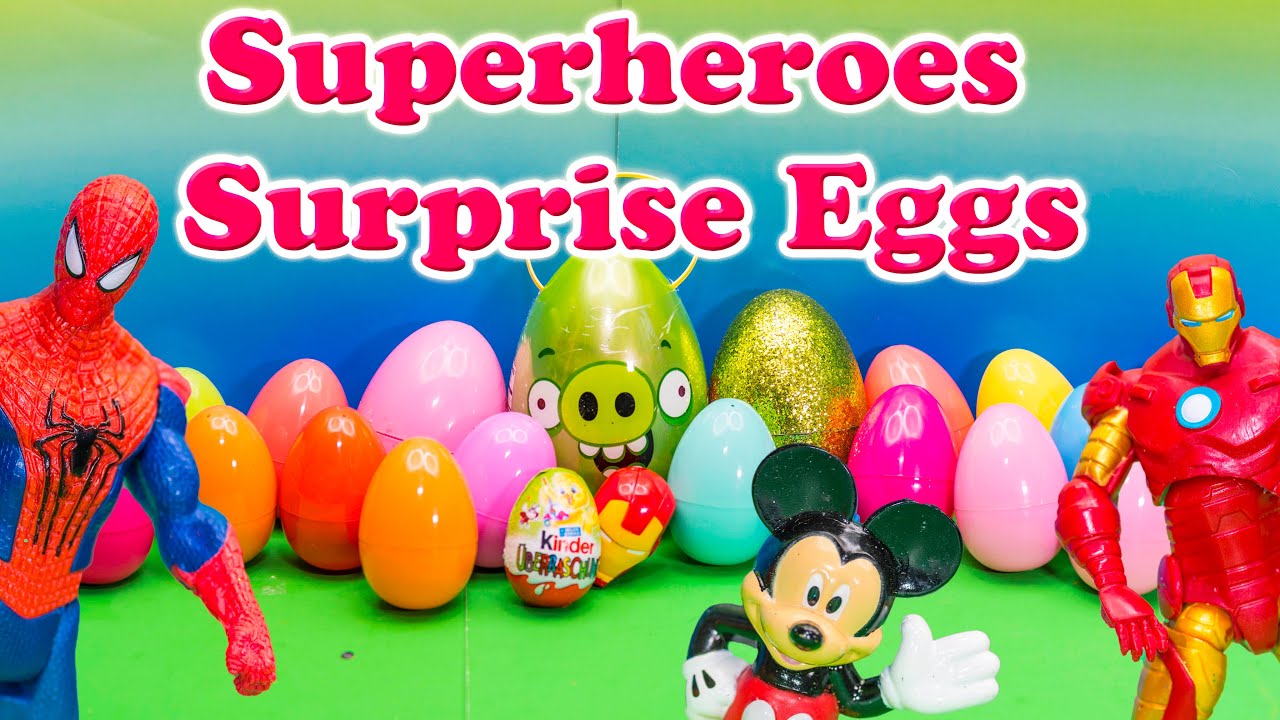 SUPERHEROES Surprise Eggs Spiderman + Superman + Paw Patrol Surprise Eggs Video