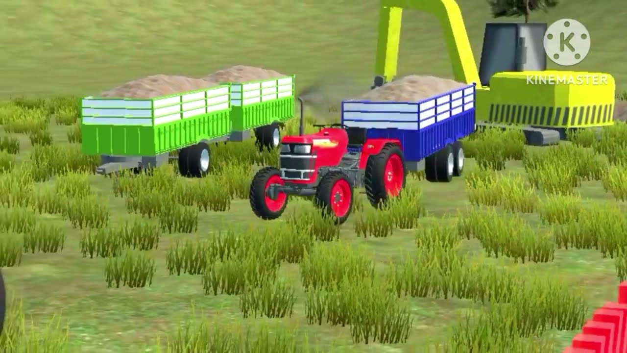 Mini mohindra Arjun 555Di JCB 5CX fully loading river sand Tata truck parking video jcb cartoon 