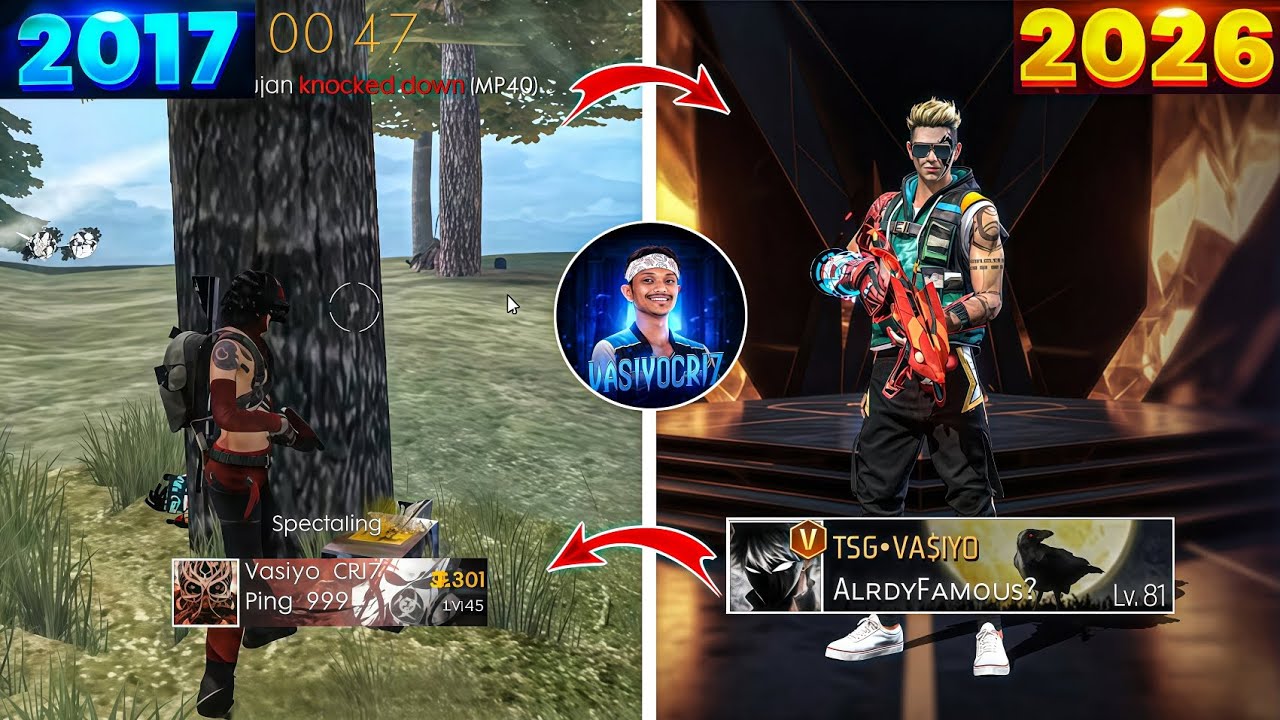 2017 সালের VASIYO CRJ7 vs 2026 সালের VASIYO CRJ7 || Free Fire Old vs New Evolution