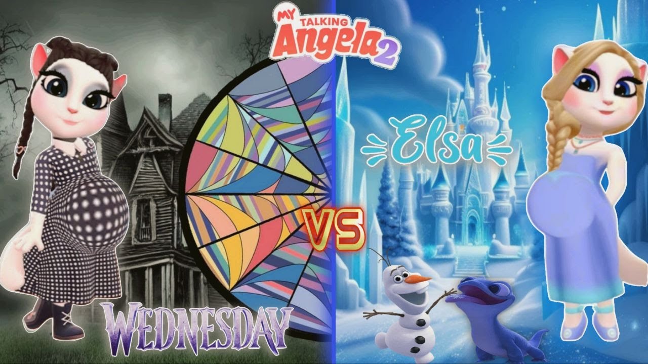 My Talking Angela’m 2😻 || Pregnant Wednesday vS Pregnant Elsa | New update | Cosplay