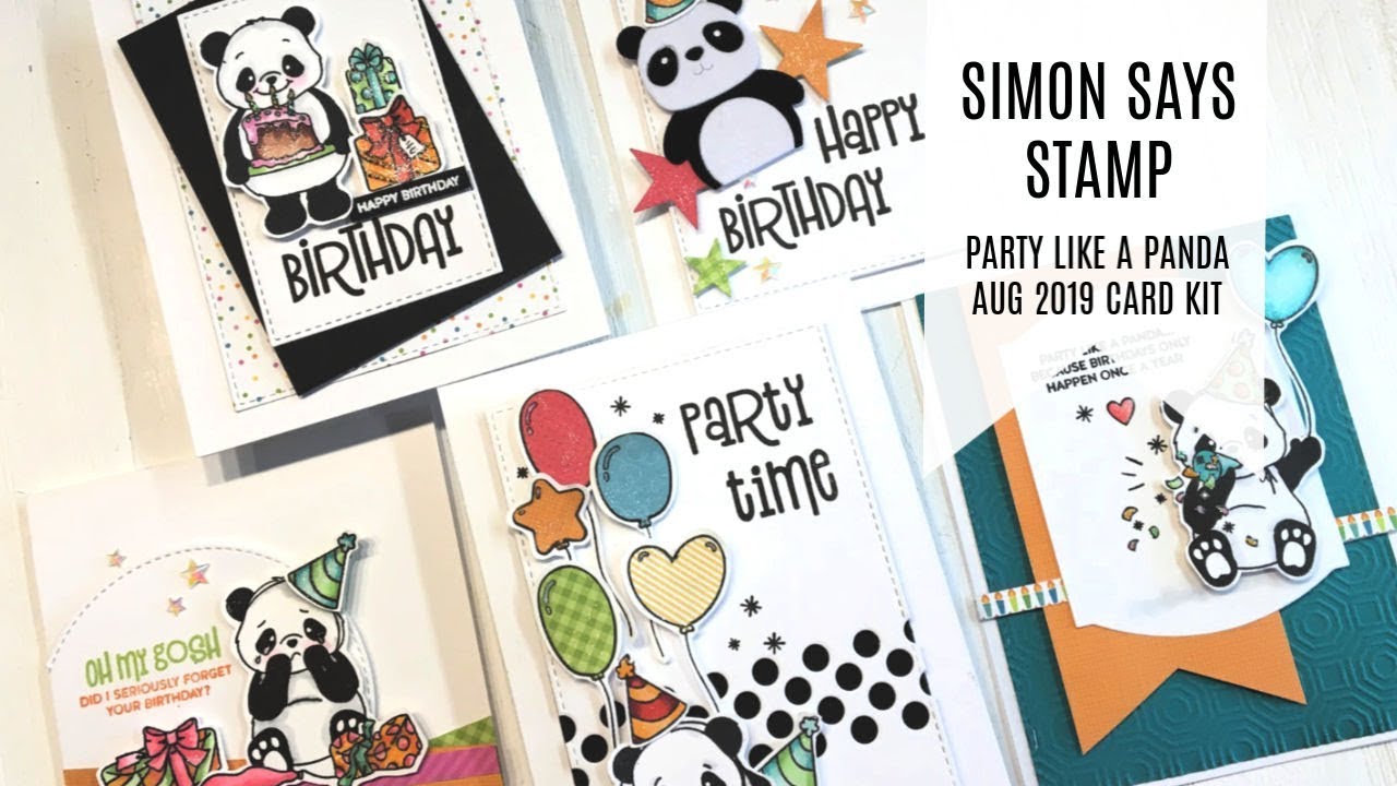 5 Cards - 1 Kit / Simon Says Stamp Card Kit / August 2019 / Party Like A Panda